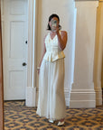 Vintage 80s Jacquard and Chiffon Bridal Pantsuit
