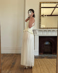 Vintage 80s Jacquard and Chiffon Bridal Pantsuit