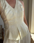 Vintage 80s Jacquard and Chiffon Bridal Pantsuit
