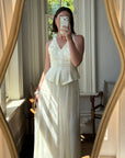 Vintage 80s Jacquard and Chiffon Bridal Pantsuit