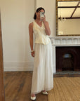 Vintage 80s Jacquard and Chiffon Bridal Pantsuit