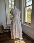 Vintage 90s Pure Silk Rosette Off Shoulder Wedding Gown