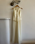 Vintage 80s Jacquard and Chiffon Bridal Pantsuit
