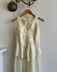 Vintage 80s Jacquard and Chiffon Bridal Pantsuit