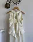 Vintage 80s Jacquard and Chiffon Bridal Pantsuit