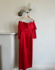 Vintage 90s Satin Off Shoulder Gown Red