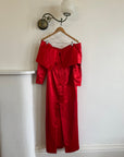 Vintage 90s Satin Off Shoulder Gown Red