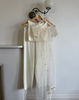 Vintage 90s Italian Sheer Embroidered Tulle 3 Piece Bridal Set