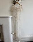 Vintage 90s Italian Sheer Embroidered Tulle 3 Piece Bridal Set