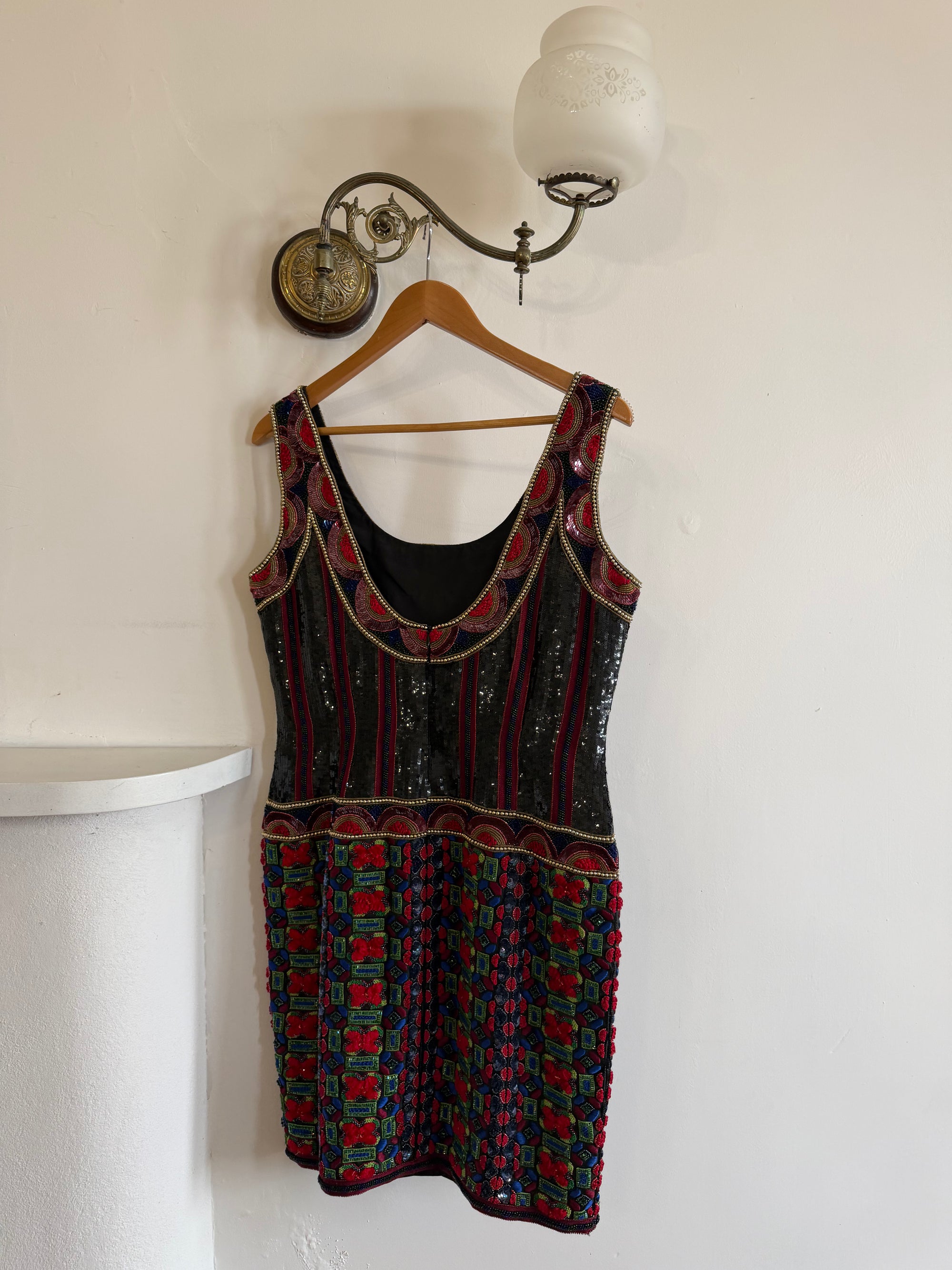 Vintage Rare 90s Escada Couture Pure Silk Embellished Mini