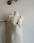 Vintage 90s Silk Jacquard Petite Rose Wedding Dress