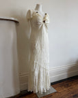 Vintage 90s Silk Jacquard Petite Rose Wedding Dress