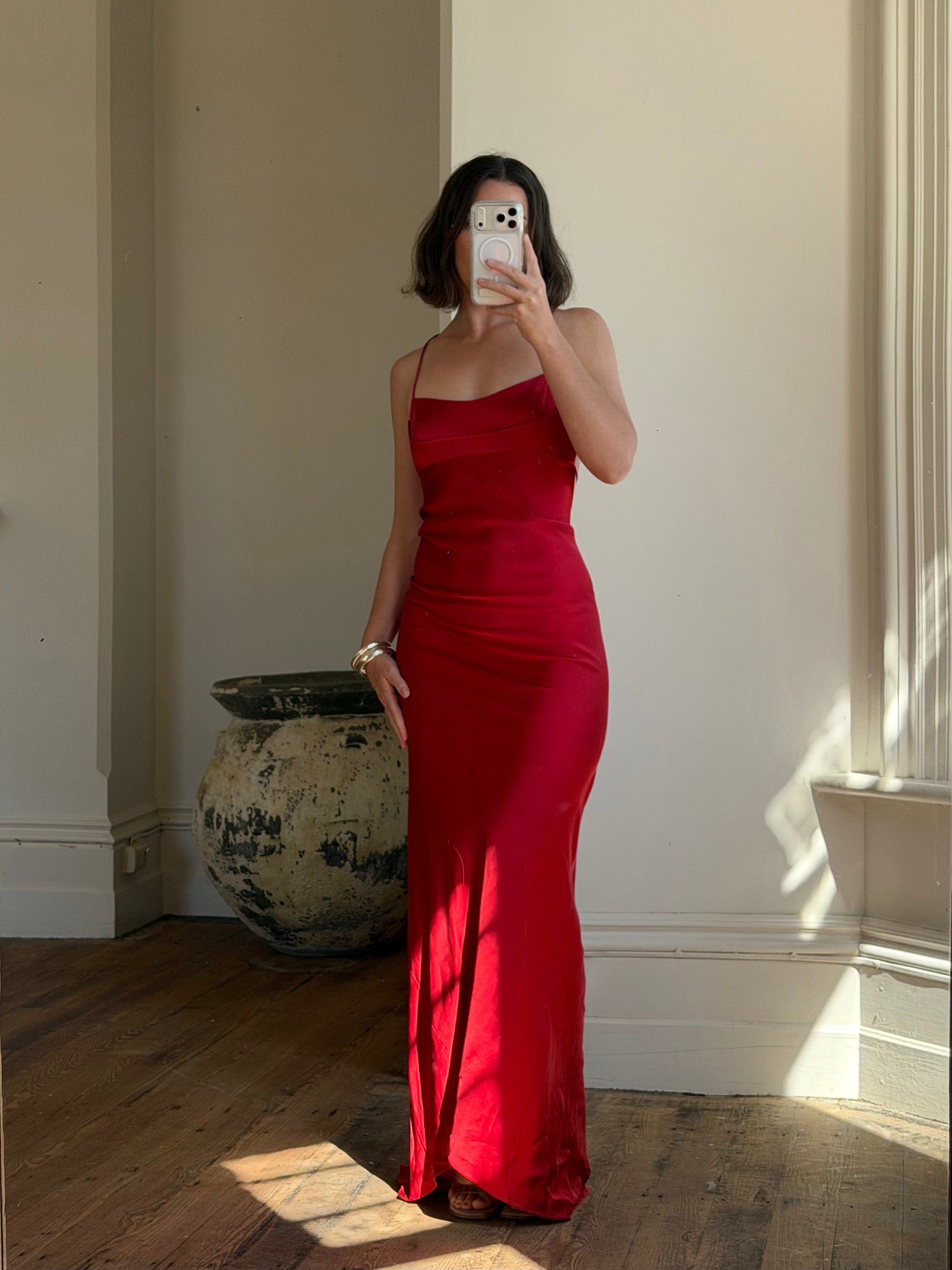 Vintage 90s Pure Silk Scarlet Bias Cut Gown – Call Me The Breeze