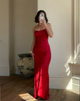 Vintage 90s Pure Silk Scarlet Bias Cut Gown