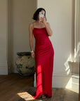 Vintage 90s Pure Silk Scarlet Bias Cut Gown