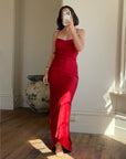 Vintage 90s Pure Silk Scarlet Bias Cut Gown