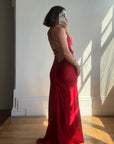 Vintage 90s Pure Silk Scarlet Bias Cut Gown