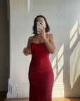 Vintage 90s Pure Silk Scarlet Bias Cut Gown