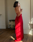 Vintage 90s Pure Silk Scarlet Bias Cut Gown