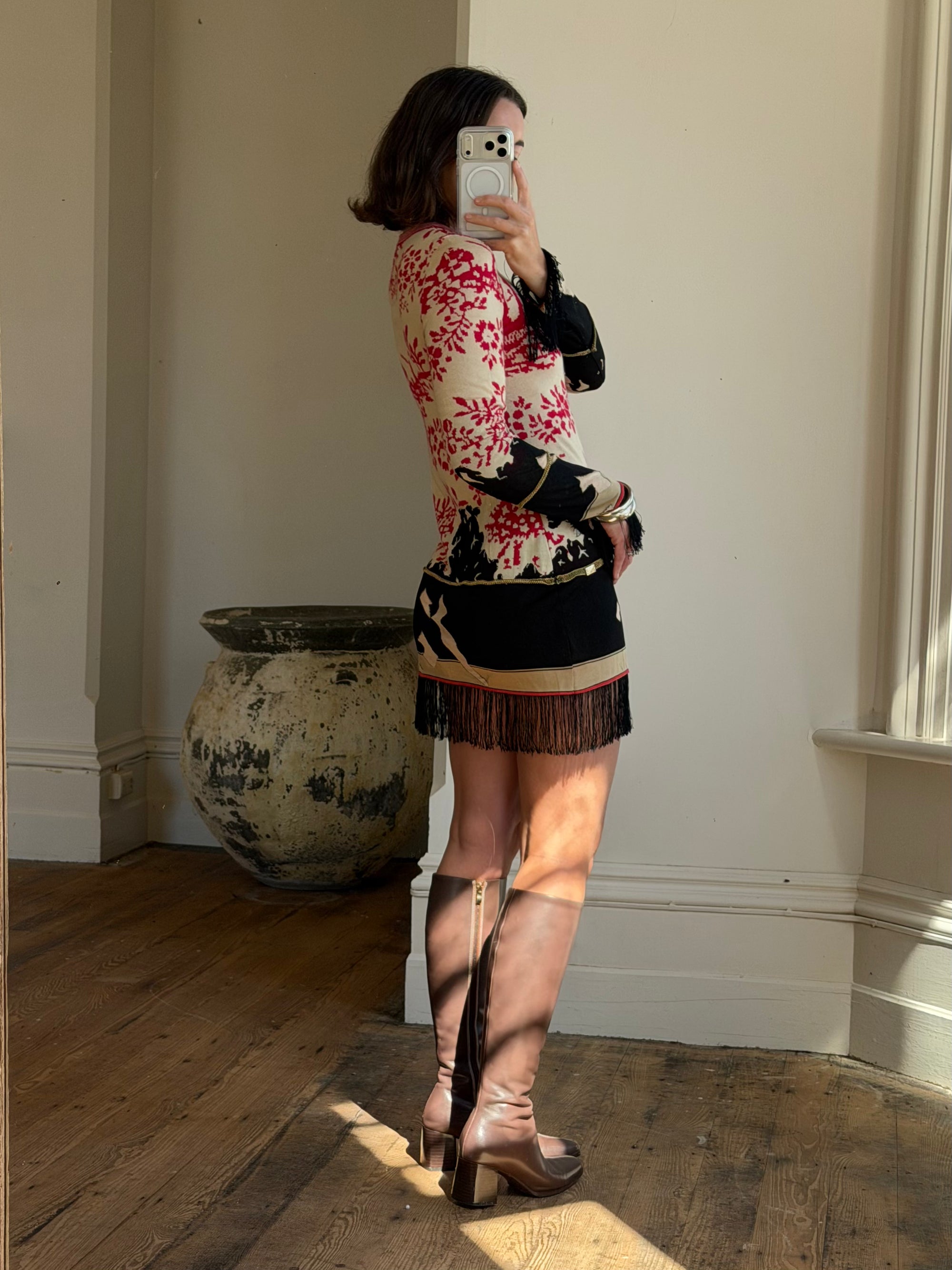 Vintage 2003 Chanel Fringed Knit Mini Dress