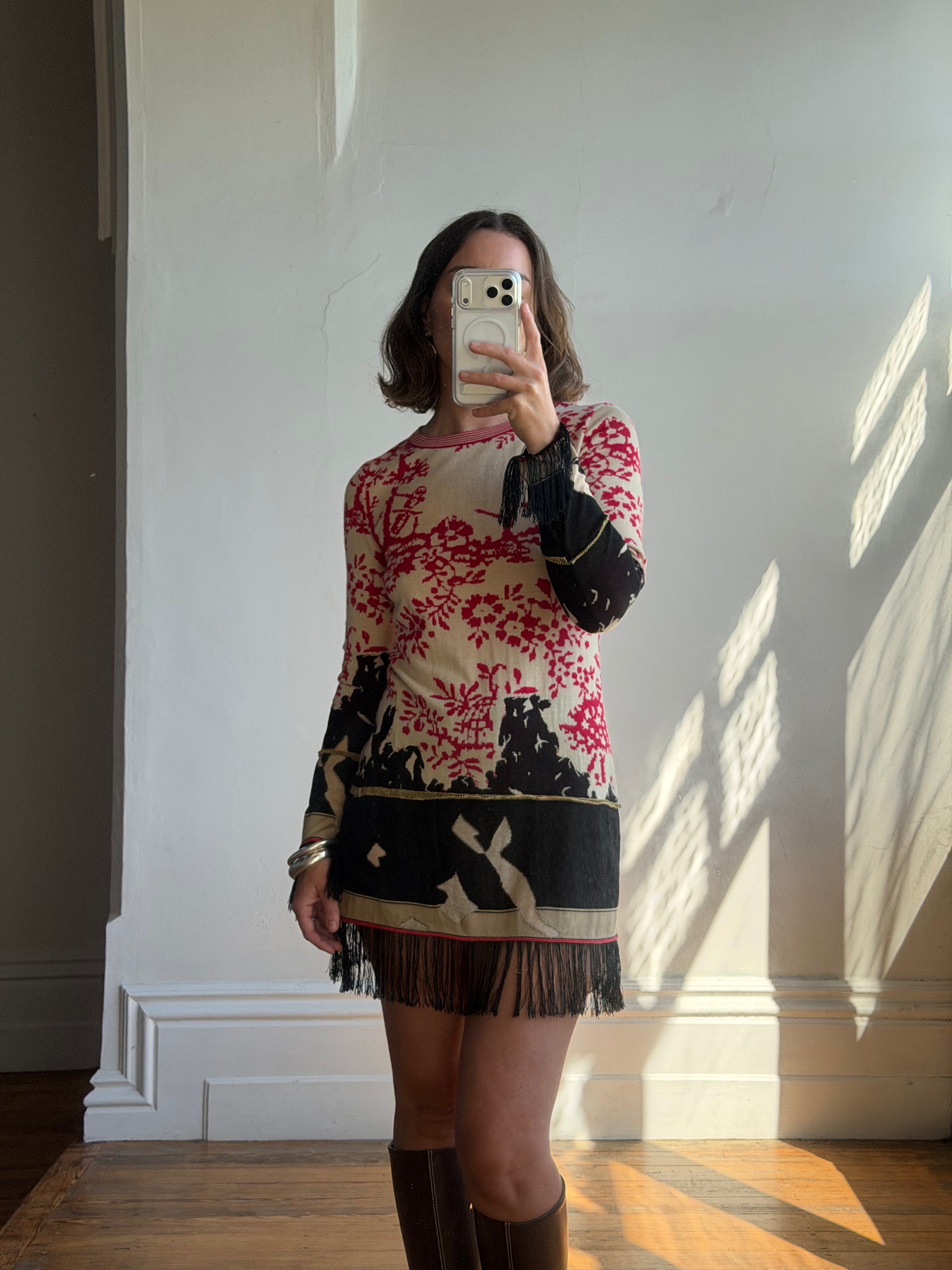 Vintage 2003 Chanel Fringed Knit Mini Dress