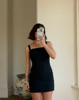 Vintage 90s Tailored Bow Micro Mini Noir