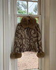 Vintage 70s Paisley Brocade Jacket With Fox Fur Collar & Cuffs