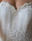 Vintage Y2K Pintuck Pearl Sweetheart Wedding Dress