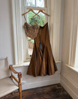 Vintage 90s Haute Couture Beaded Bustier and Bronze Taffeta Skirt Set