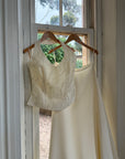 Vintage 90s Glass Beaded Halter Bodice & Crepe Skirt Bridal Set