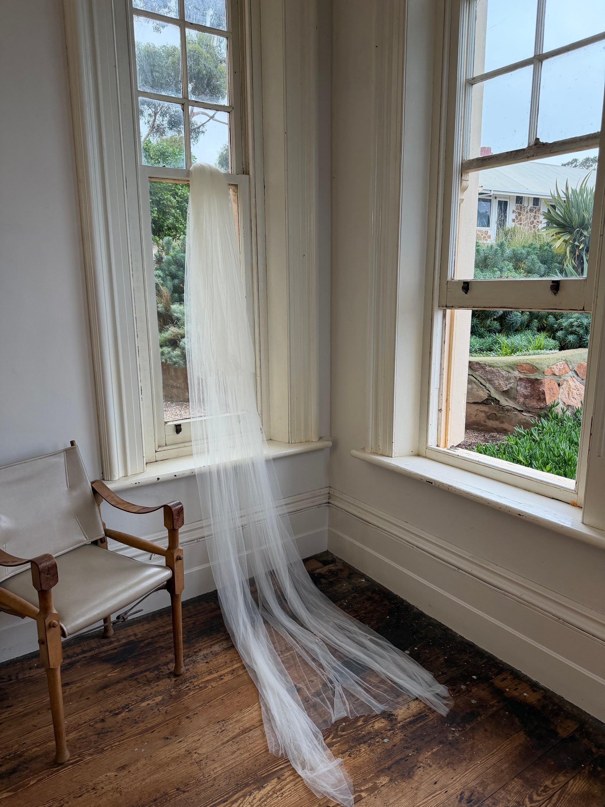 Vintage Long Cathedral Tulle Bridal Veil Ivory White