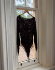 Vintage Y2K Brown Burnt Velvet Beaded Tassel Top