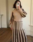 Vintage 70s Wool Blend Knit Dress Latte Brown