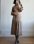 Vintage 70s Wool Blend Knit Dress Latte Brown