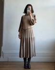 Vintage 70s Wool Blend Knit Dress Latte Brown