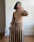 Vintage 70s Wool Blend Knit Dress Latte Brown
