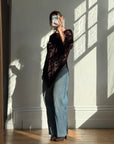 Vintage Y2K Brown Burnt Velvet Beaded Tassel Top