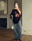 Vintage Y2K Brown Burnt Velvet Beaded Tassel Top
