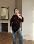 Vintage Y2K Brown Burnt Velvet Beaded Tassel Top