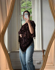 Vintage Y2K Brown Burnt Velvet Beaded Tassel Top
