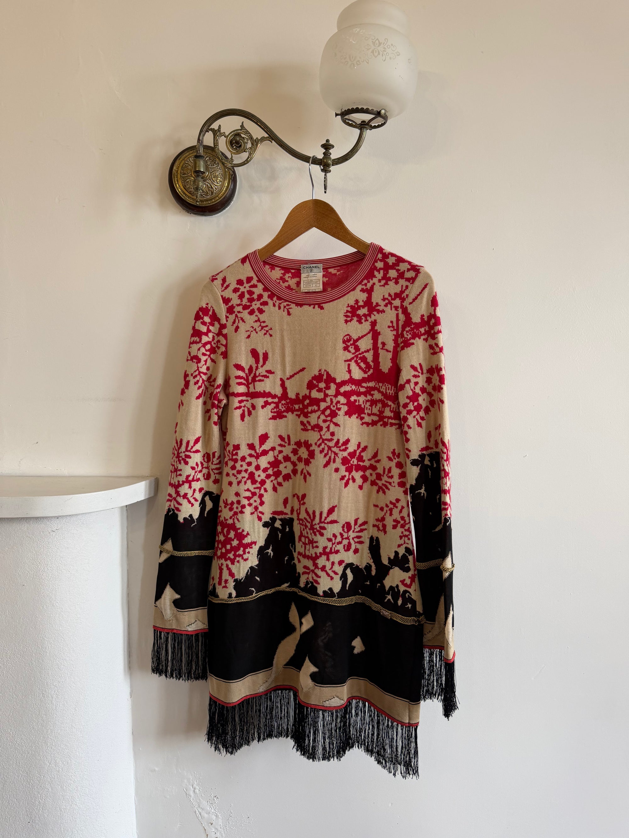 Vintage 2003 Chanel Fringed Knit Mini Dress