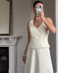Vintage 90s Glass Beaded Halter Bodice & Crepe Skirt Bridal Set