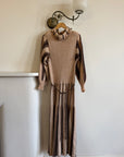 Vintage 70s Wool Blend Knit Dress Latte Brown