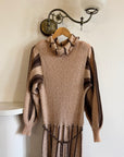 Vintage 70s Wool Blend Knit Dress Latte Brown