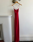 Vintage 90s Pure Silk Scarlet Bias Cut Gown
