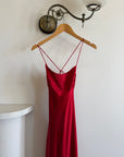 Vintage 90s Pure Silk Scarlet Bias Cut Gown