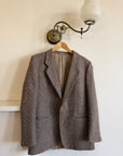 Vintage 60s Wool Mohair Herringbone Blazer Cool Brown