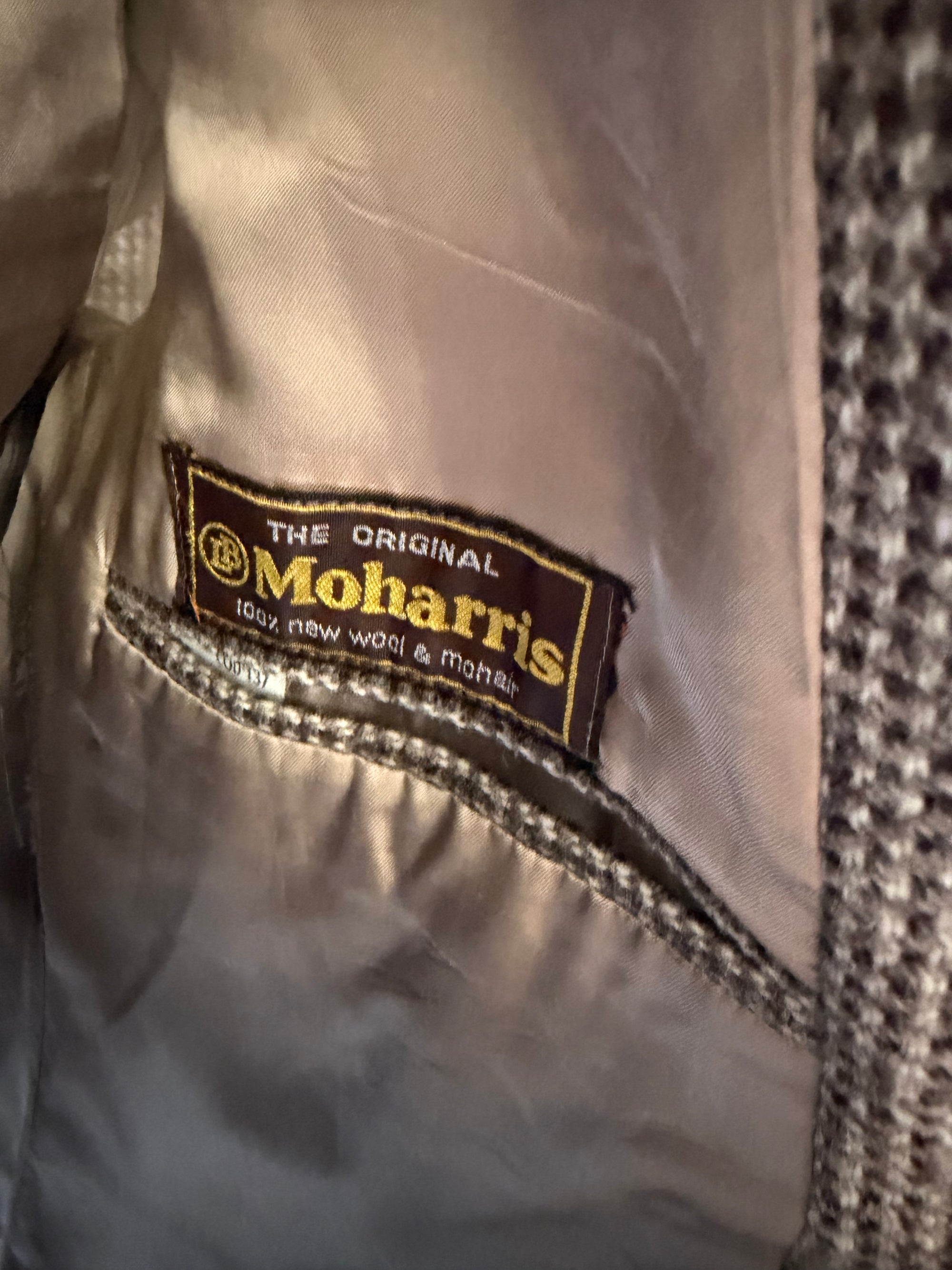 Vintage 60s Wool Mohair Herringbone Blazer Cool Brown