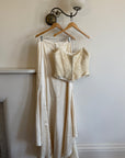Vintage 90s Italian Daisy Beaded Silk Satin Bridal Set