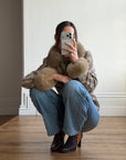Vintage 90s Square Toe Patchwork Caramel Leather Boots